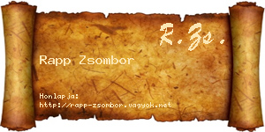 Rapp Zsombor névjegykártya